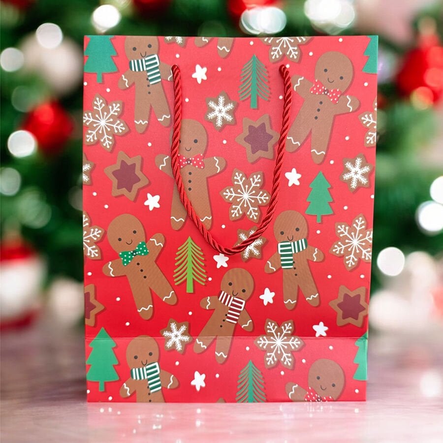 Hediye Karton Poşet- Kurabiye Temalı Kırmızı