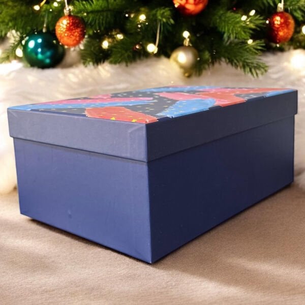 Desenli Lacivert Hediye Kutusu