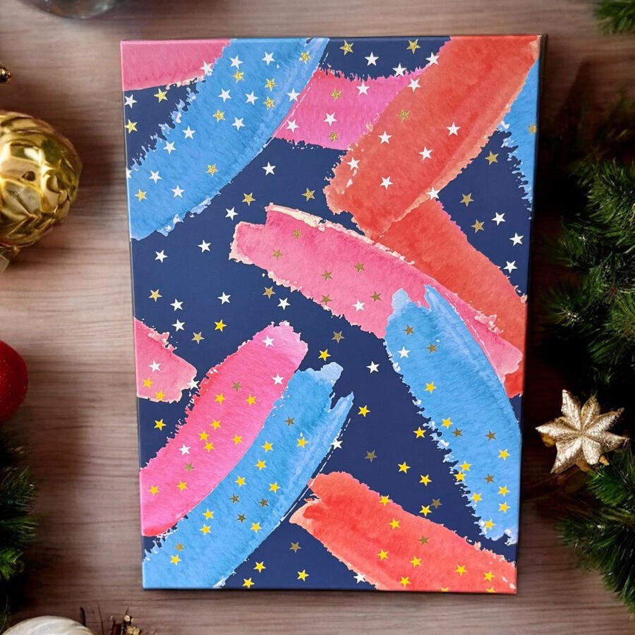 Desenli Lacivert Hediye Kutusu